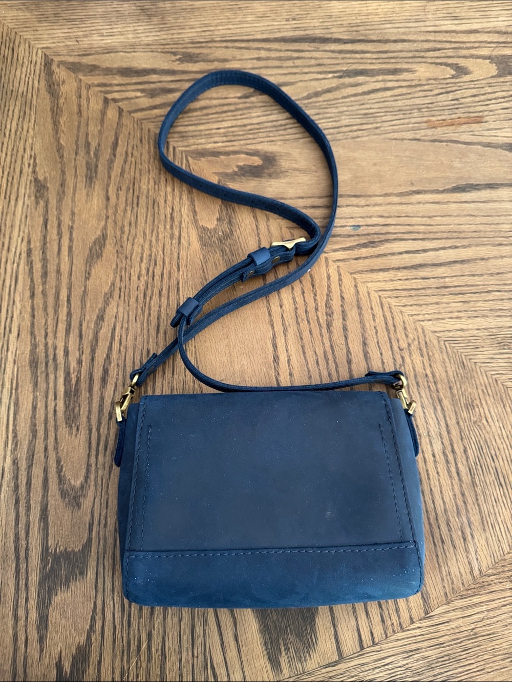 Portland Leather Navy Blue Crossbody with Detachable Strap - Picture 4 of 4